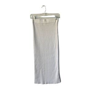 Zara Pencil Midi Skirt Size S  Bodycon Ribbed Knit‎ Cream Off White